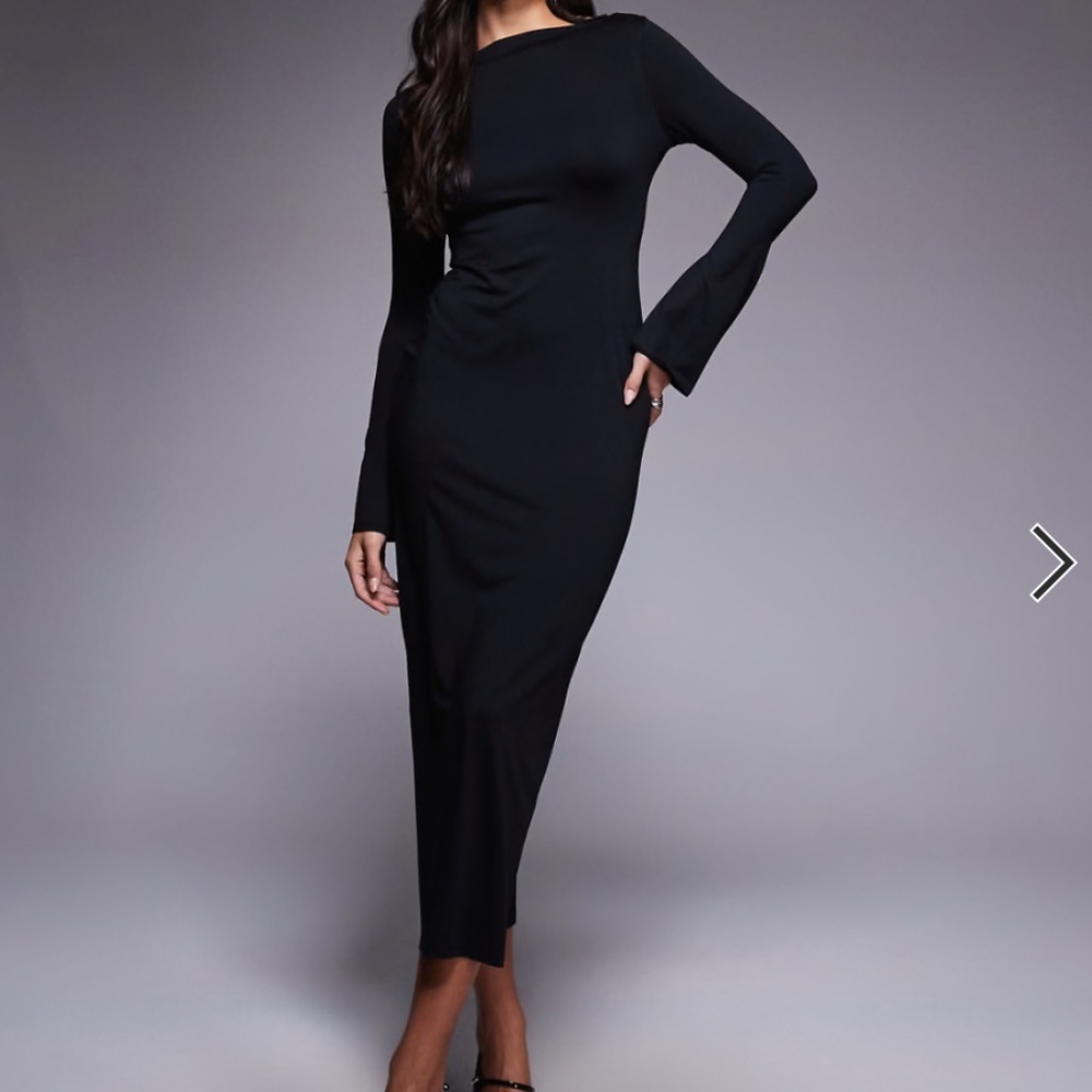 ASOS Bell-sleeve ribbed BodyCon Maxi Dress